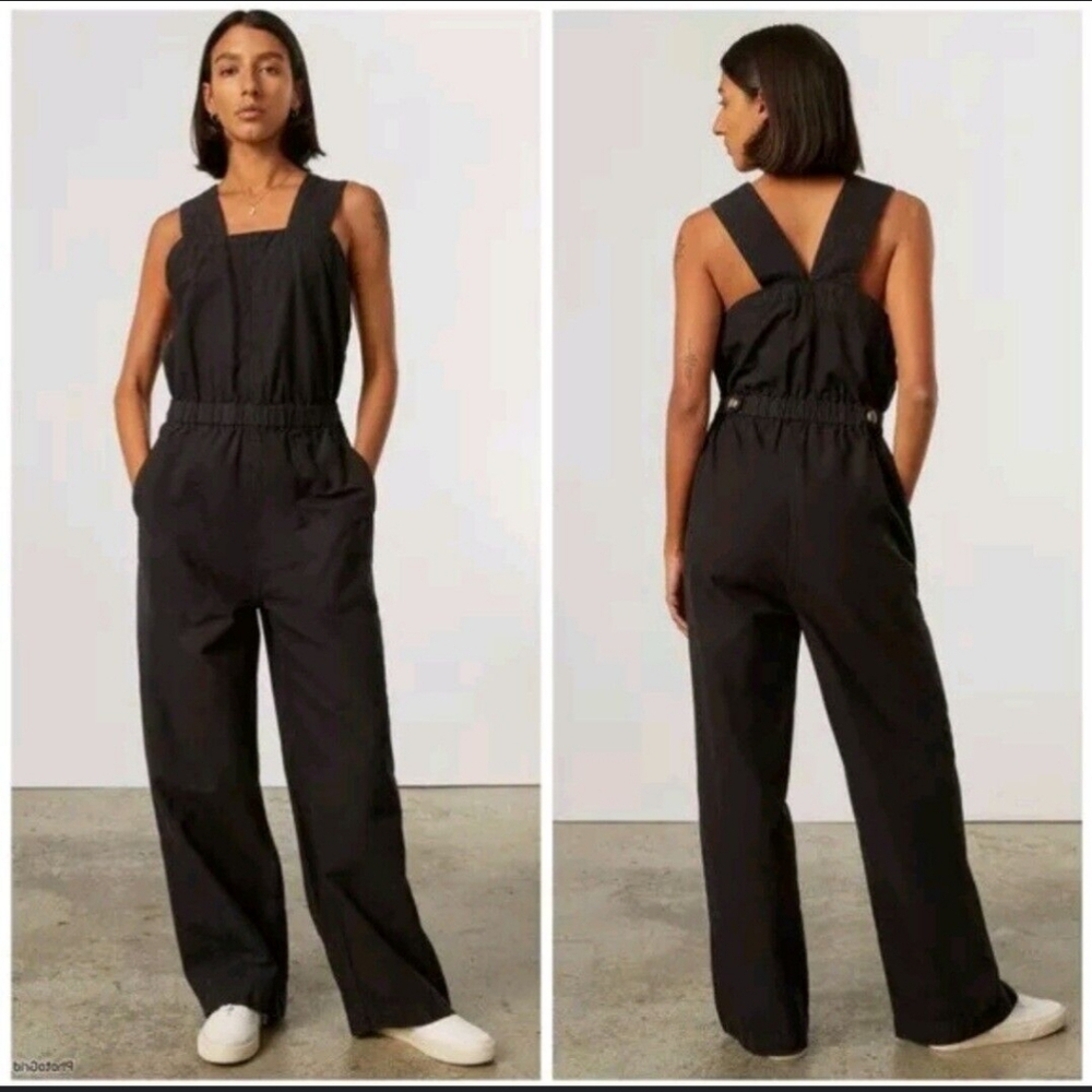 Everlane Fatigue Black Wide Leg Apron Jumpsuit Black, Size 6